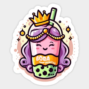 Boba Princess Bubble Tea Cartoon Girl Sticker